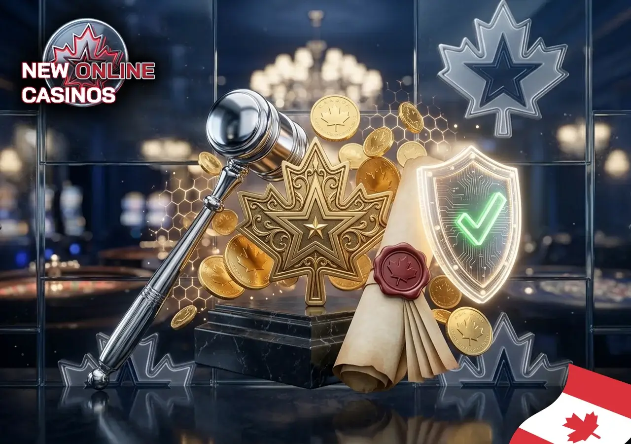 Legal documents and Canadian flag representing regulated gambling safety